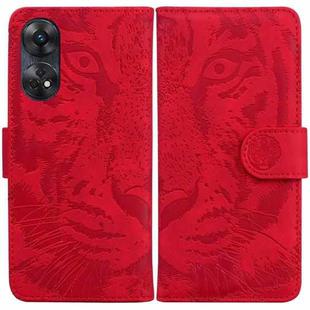 For OPPO Reno8 T 4G Tiger Embossing Pattern Leather Phone Case(Red)