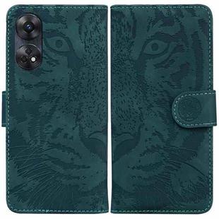 For OPPO Reno8 T 4G Tiger Embossing Pattern Leather Phone Case(Green)