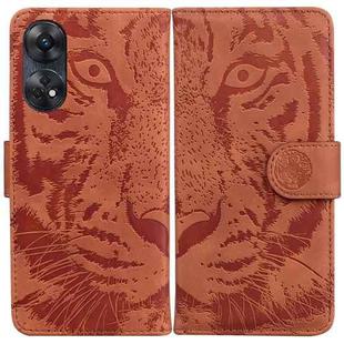 For OPPO Reno8 T 4G Tiger Embossing Pattern Leather Phone Case(Brown)