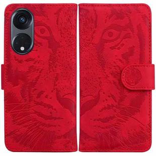 For OPPO Reno8 T 5G / A1 Pro 5G Tiger Embossing Pattern Leather Phone Case(Red)