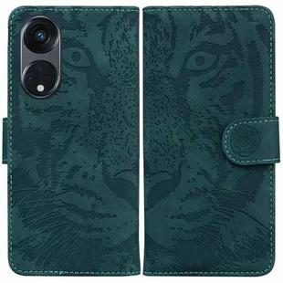 For OPPO Reno8 T 5G / A1 Pro 5G Tiger Embossing Pattern Leather Phone Case(Green)