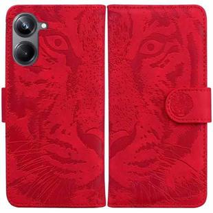 For Realme 10 Pro 5G Tiger Embossing Pattern Leather Phone Case(Red)