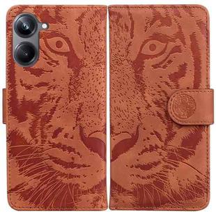 For Realme 10 Pro 5G Tiger Embossing Pattern Leather Phone Case(Brown)