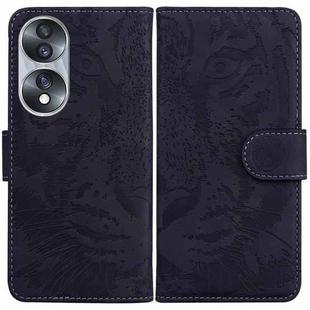 For Honor 70 Tiger Embossing Pattern Leather Phone Case(Black)