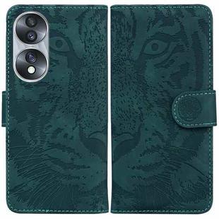 For Honor 70 Tiger Embossing Pattern Leather Phone Case(Green)