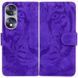For Honor 70 Tiger Embossing Pattern Leather Phone Case(Purple)