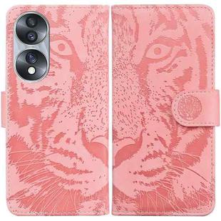 For Honor 70 Tiger Embossing Pattern Leather Phone Case(Pink)