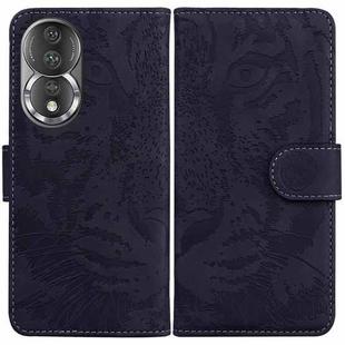 For Honor 80 Tiger Embossing Pattern Leather Phone Case(Black)