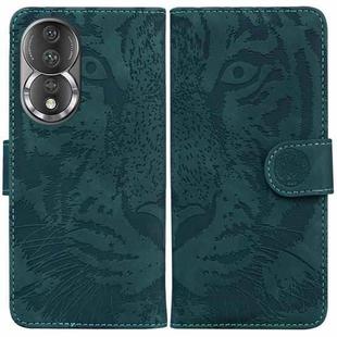 For Honor 80 Tiger Embossing Pattern Leather Phone Case(Green)