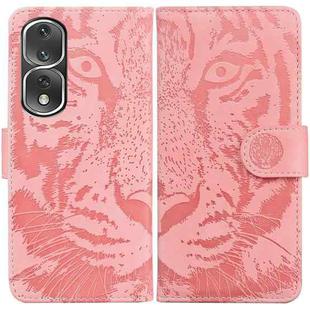 For Honor 80 Pro Tiger Embossing Pattern Leather Phone Case(Pink)