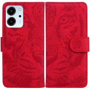 For Honor 80 SE Tiger Embossing Pattern Leather Phone Case(Red)