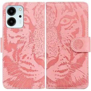 For Honor 80 SE Tiger Embossing Pattern Leather Phone Case(Pink)