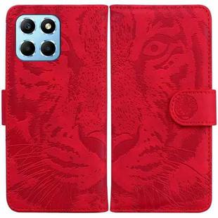 For Honor X8 5G Tiger Embossing Pattern Leather Phone Case(Red)