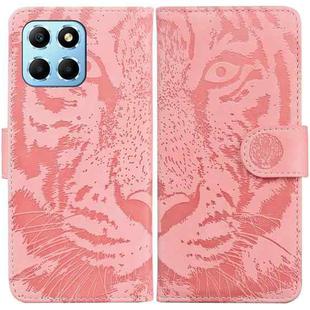 For Honor X8 5G Tiger Embossing Pattern Leather Phone Case(Pink)