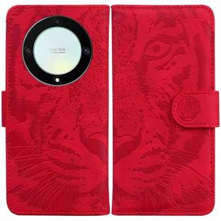 For Honor X9a Tiger Embossing Pattern Leather Phone Case(Red)