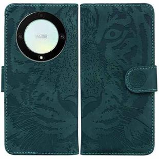 For Honor X9a Tiger Embossing Pattern Leather Phone Case(Green)