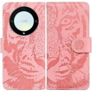 For Honor X9a Tiger Embossing Pattern Leather Phone Case(Pink)