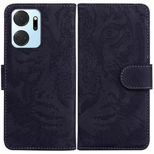 For Honor X7a Tiger Embossing Pattern Leather Phone Case(Black)