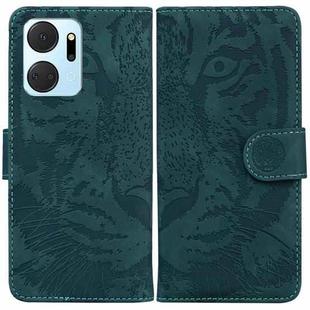 For Honor X7a Tiger Embossing Pattern Leather Phone Case(Green)