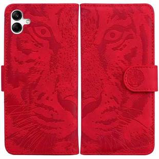 For Samsung Galaxy A04e / F04 / M04 Tiger Embossing Pattern Leather Phone Case(Red)