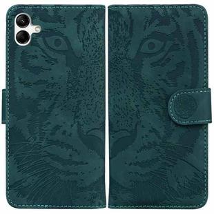 For Samsung Galaxy A04e / F04 / M04 Tiger Embossing Pattern Leather Phone Case(Green)