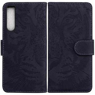 For Sony Xperia 10 IV 2023 Tiger Embossing Pattern Leather Phone Case(Black)