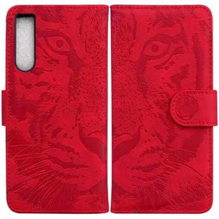 For Sony Xperia 10 IV 2023 Tiger Embossing Pattern Leather Phone Case(Red)