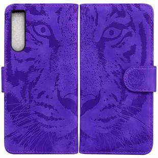 For Sony Xperia 10 IV 2023 Tiger Embossing Pattern Leather Phone Case(Purple)