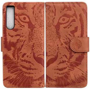 For Sony Xperia 10 IV 2023 Tiger Embossing Pattern Leather Phone Case(Brown)