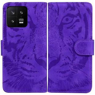 For Xiaomi 13 5G Tiger Embossing Pattern Leather Phone Case(Purple)