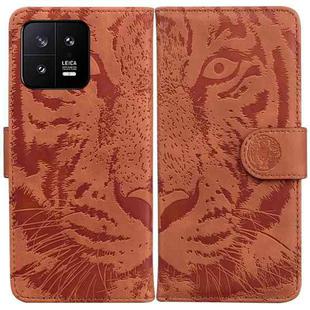 For Xiaomi 13 5G Tiger Embossing Pattern Leather Phone Case(Brown)