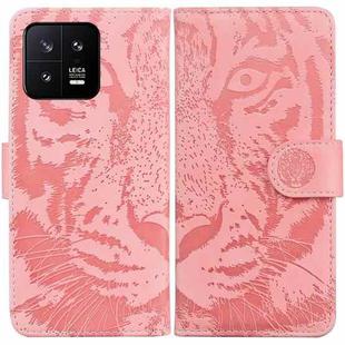 For Xiaomi 13 5G Tiger Embossing Pattern Leather Phone Case(Pink)