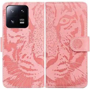 For Xiaomi 13 Pro Tiger Embossing Pattern Leather Phone Case(Pink)