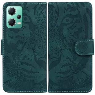 For Xiaomi Redmi Note 12 5G Tiger Embossing Pattern Leather Phone Case(Green)