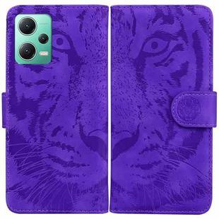 For Xiaomi Redmi Note 12 5G Tiger Embossing Pattern Leather Phone Case(Purple)