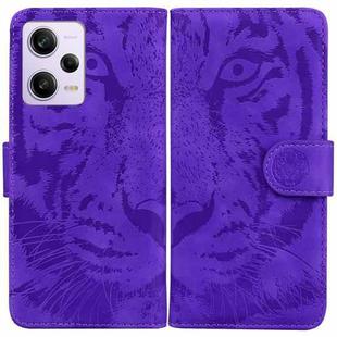 For Xiaomi Redmi Note 12 Pro 5G Tiger Embossing Pattern Leather Phone Case(Purple)