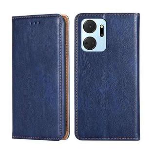 For Honor X7A Gloss Oil Solid Color Magnetic Leather Phone Case(Blue)