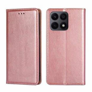 For Honor X8A Gloss Oil Solid Color Magnetic Leather Phone Case(Rose Gold)