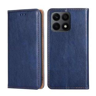 For Honor X8A Gloss Oil Solid Color Magnetic Leather Phone Case(Blue)