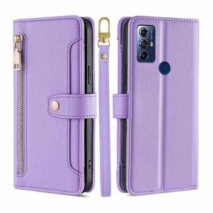 For Motorola Moto G Play 2023 Sheep Texture Cross-body Zipper Wallet Leather Phone Case(Purple)