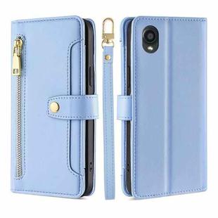 For Kyocera Digno BX2-Digno SX2-A101KC Sheep Texture Cross-body Zipper Wallet Leather Phone Case(Blue)