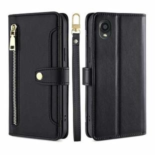 For Kyocera Digno BX2-Digno SX2-A101KC Sheep Texture Cross-body Zipper Wallet Leather Phone Case(Black)