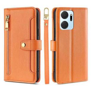 For Honor X7A Sheep Texture Cross-body Zipper Wallet Leather Phone Case(Orange)