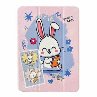 For iPad Air 2022 / 2020 10.9 Acrylic Painted 3-fold Holder Leather Tablet Case(Three Little Rabbits)