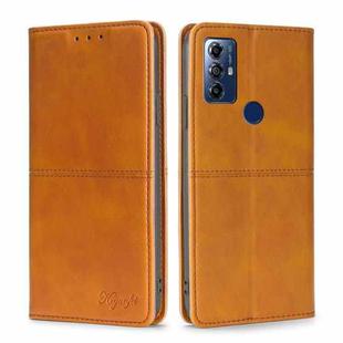 For Motorola Moto G Play 2023 Cow Texture Magnetic Horizontal Flip Leather Phone Case(Light Brown)