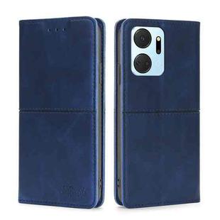 For Honor X7A Cow Texture Magnetic Horizontal Flip Leather Phone Case(Dark Blue)