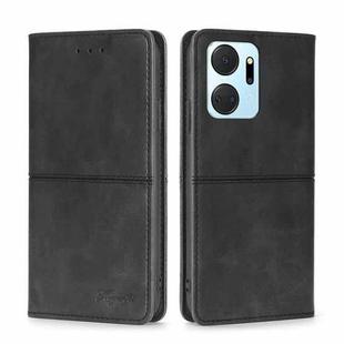 For Honor X7A Cow Texture Magnetic Horizontal Flip Leather Phone Case(Black)