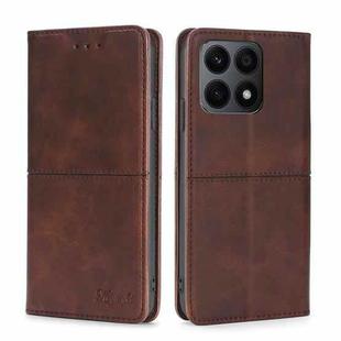 For Honor X8A Cow Texture Magnetic Horizontal Flip Leather Phone Case(Dark Brown)