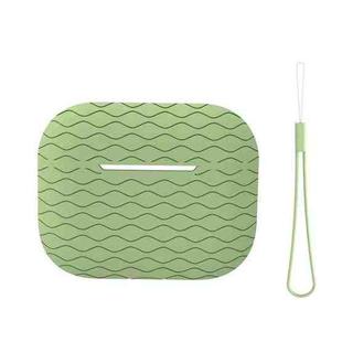 For AirPods Pro 2 Wave Pattern Silicone Earphone Case(Matcha Green)