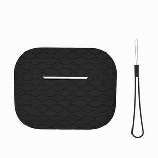 For AirPods Pro 2 Wave Pattern Silicone Earphone Case(Black)
